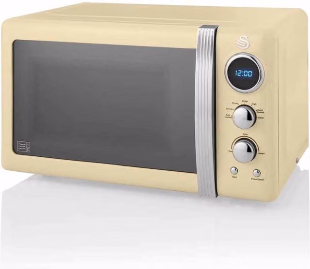 Swan Retro Solo Microwave, 20L, 800W, Beige