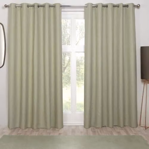 Sundour Cosmos Plain Blackout Eyelet Curtains in Green, W: 117 cm, H: 137 cm
