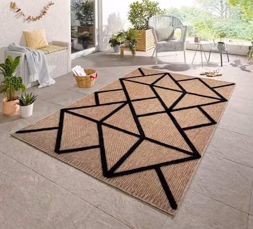 Desire Rugs Harper Machine Woven Geometric Indoor Outdoor Area Rug, Black, W: 200 cm, L: 290 cm – 1