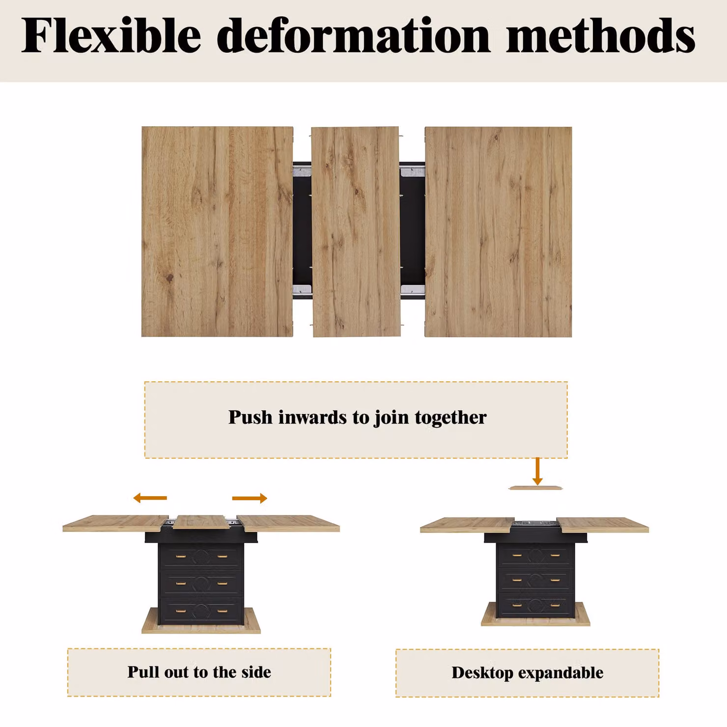 Aosom UK Black Extendable Dining Table with Wood-Grain MDF Top and 2 Drawers, W: 80 cm, D: 110 cm, H: 75 cm – 3