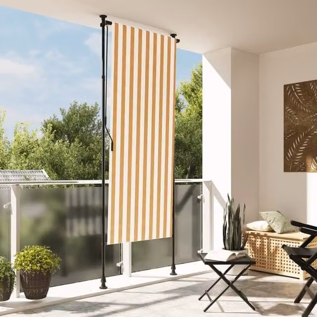 Berkfield Home Outdoor Roller Blind in Orange and White, W: 100 cm, H: 270 cm
