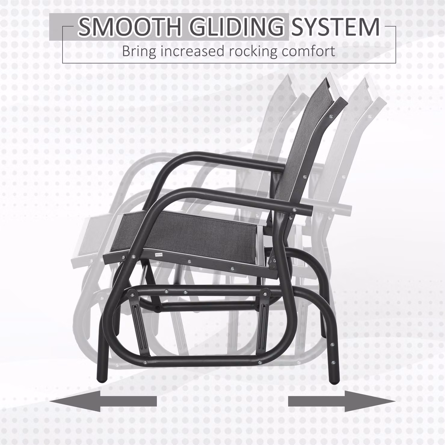 Outsunny Outdoor Gliding Swing Chair with Textilene Mesh Seat and Armrests in Dark Grey and Black – 5