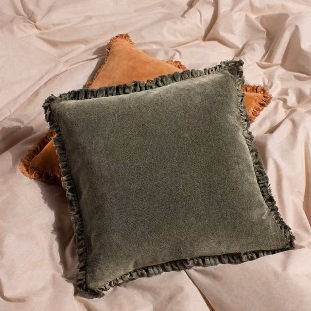 Make It A Home Bertie Cotton Velvet Cushion in Moss Green