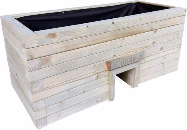 Buttercup Farm Wooden Hedgehog Hide Garden Planter Trough in Brown, W: 40 cm, D: 40 cm, H: 40 cm