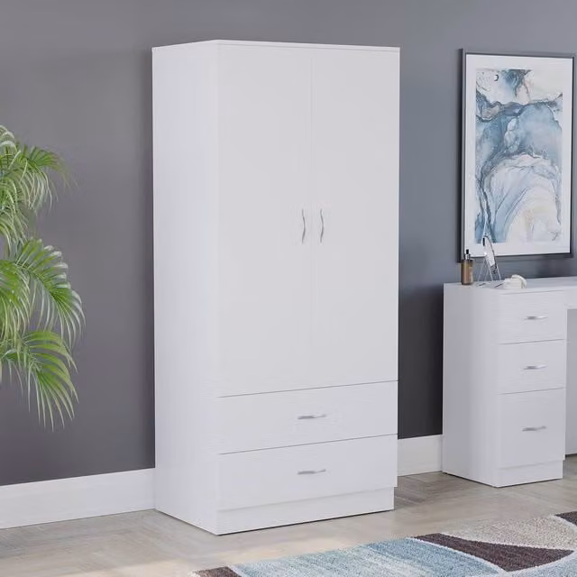 HD Designs Riano Modern 2 Door 2 Drawer Wardrobe in Matt White – 1