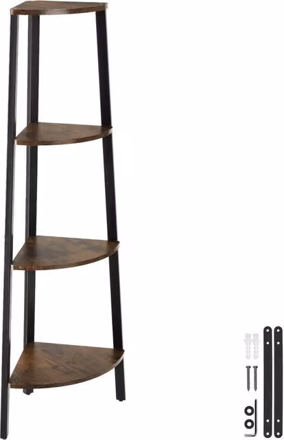 tectake Newbridge Corner Shelf with 4 Levels in Brown – 1