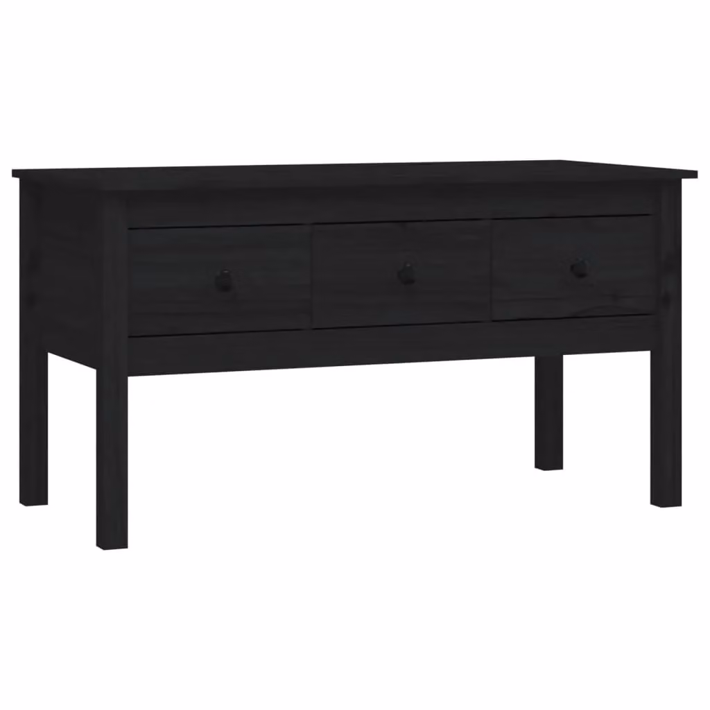 Berkfield Home Black Solid Pine Coffee Table, W/D/H: 102 x 49 x 55 cm – 2