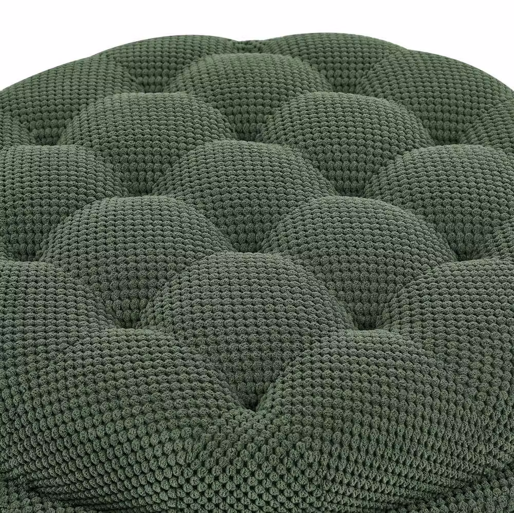 STILVORA Green Upholstered Storage Ottoman with Wooden Tray – 7
