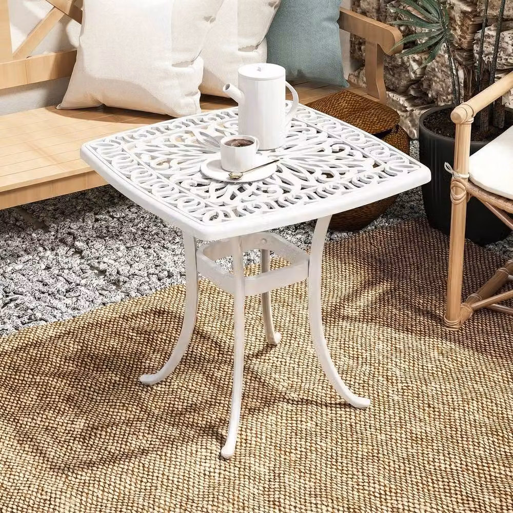 SPETLEK White Aluminium Outdoor Garden Side Table W/D/H: 54 x 54 x 52.5 cm – 3