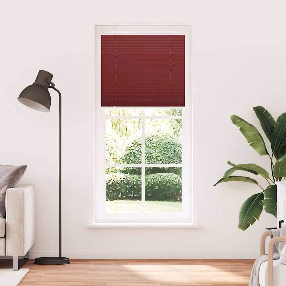 Berkfield Home Single Pleat Fabric Blind in Bordeaux Red, W: 85 cm, H: 200 cm – 3
