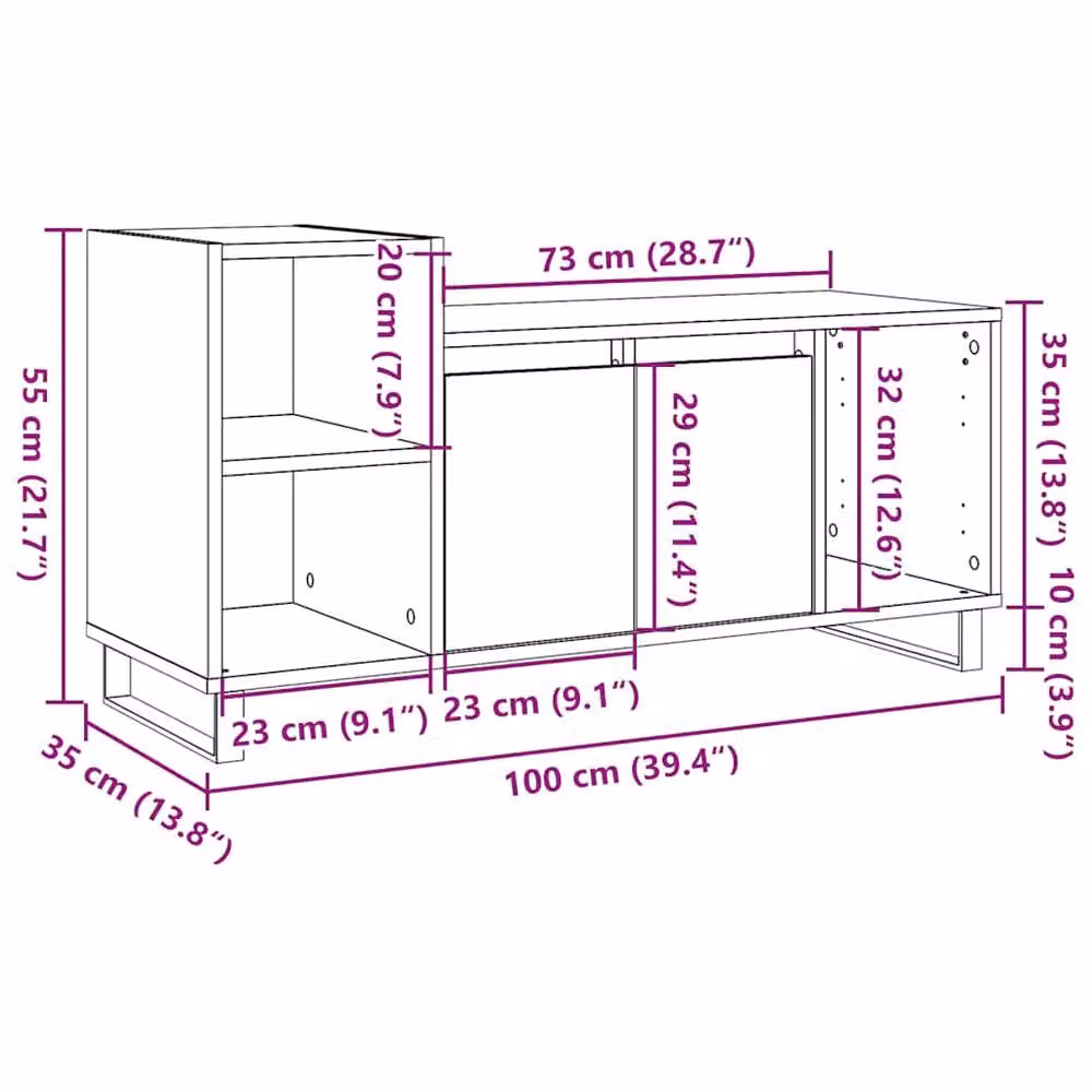 Berkfield Home Industrial TV Cabinet in Brown Old Wood, W/D/H: 100 x 35 x 55 cm – 5