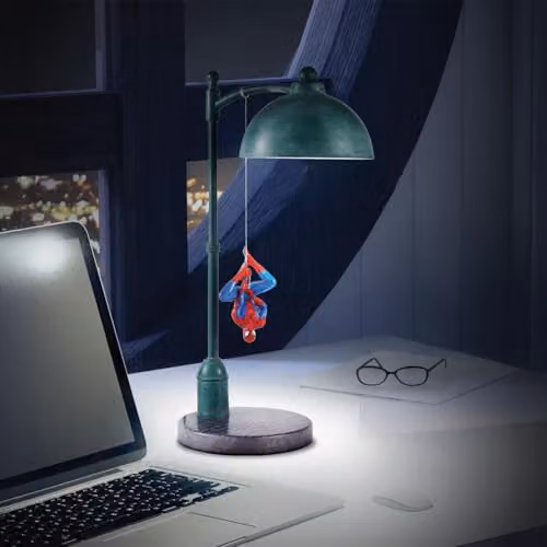 Menkind Marvel Spider-Man LED Hanging Street Lamp, Grey and Multicolour, USB Powered Tabletop Light – 3
