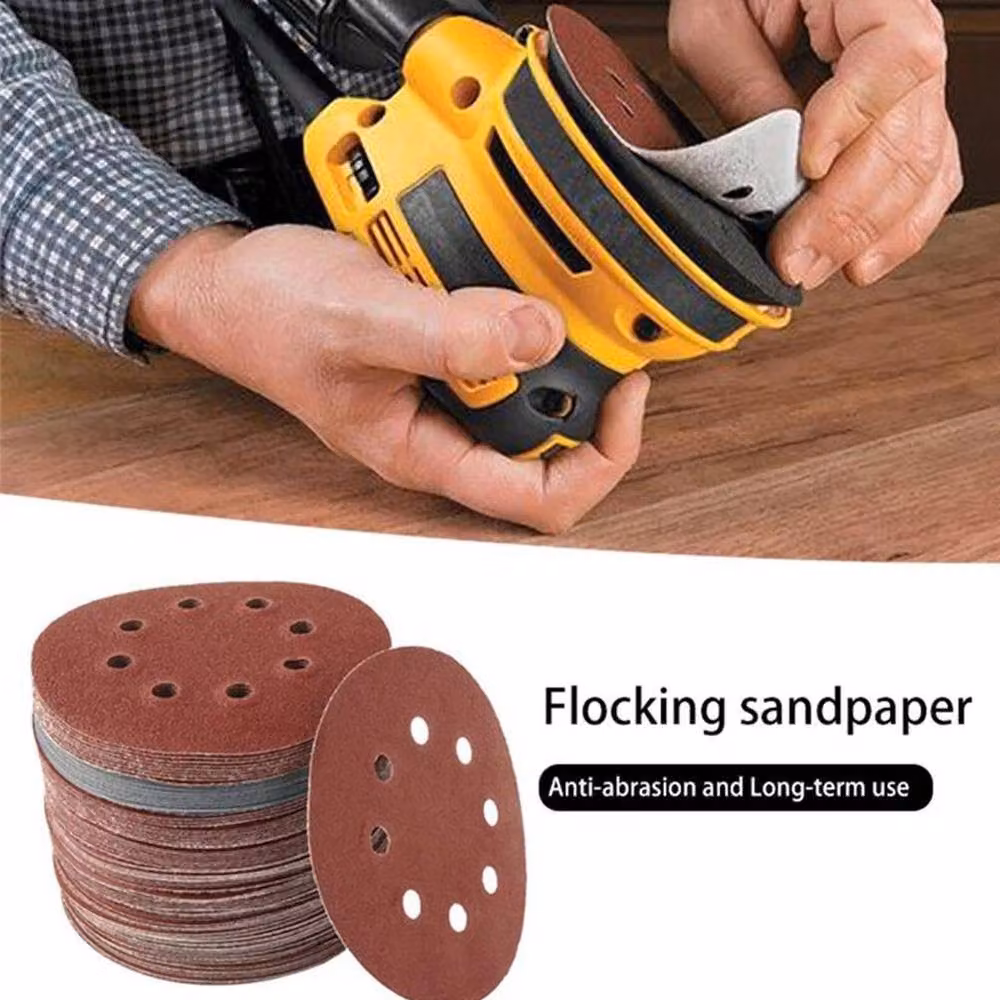SPETLEK 125-Piece Brown 8-Hole Orbital Sander Sanding Discs for Wood and Metal – 3