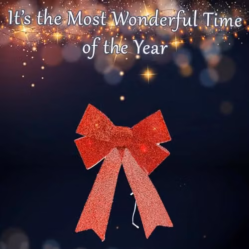 VFM e-Store Light Up Tinsel Bow Christmas Decoration, Red, W/D/H: 29 x 43 x 10 cm – 4