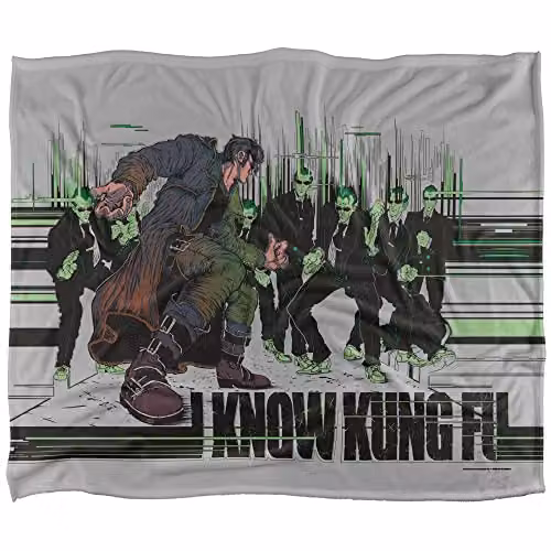 Matrix I Know Kung Fu Silky Touch Super Soft White Fleece Throw Blanket W/D/H: 152 x 127 cm