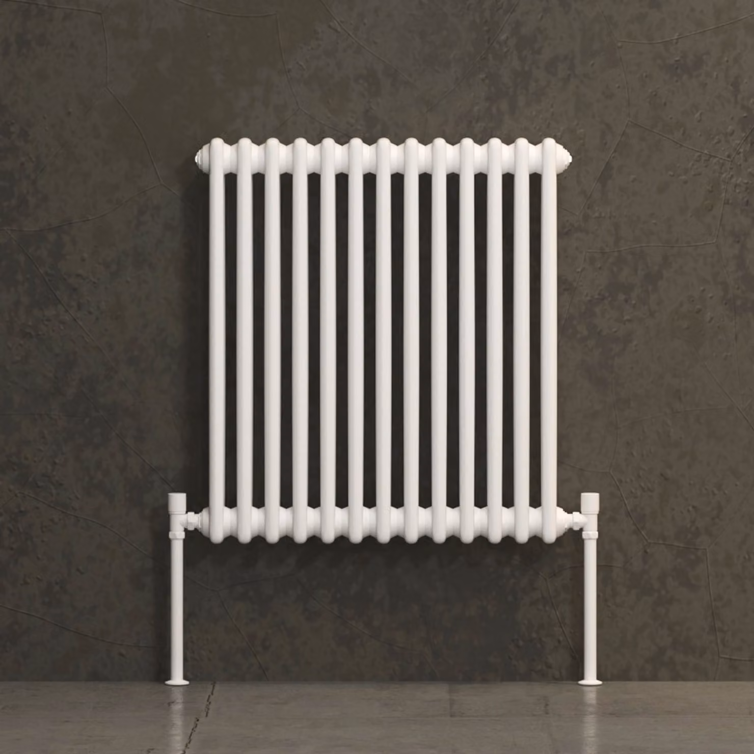 Fluxx White Horizontal Double Column Wall Mounted Radiator W: 60.5 cm, H: 60.5 cm, D: 8.38 cm