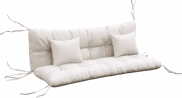 Outsunny 4-Piece White Patio Chair Cushion Set with Back and Seat Cushions and Ties