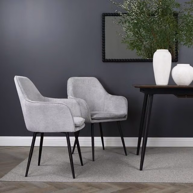 Home Garden Direct Muse Accent Chair in Grey Woven Fabric with Metal Frame