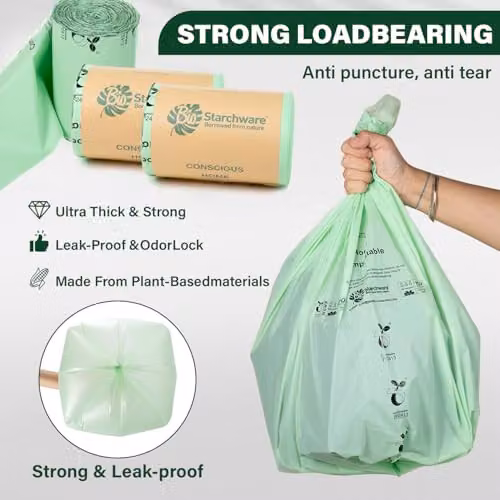 ECONX Biodegradable Green Food Waste Bin Liners, 25 Litre, 50 Pack – 2