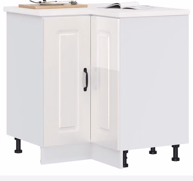 Berkfield Home Kalmar High Gloss White Kitchen Corner Base Cabinet