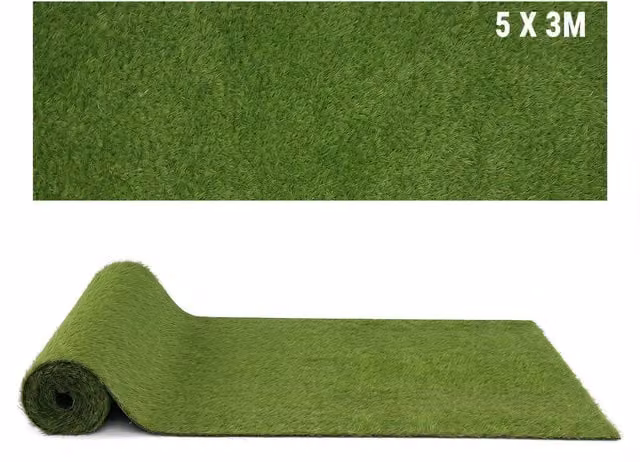 COSTWAY Green Rectangular Artificial Grass Rug made of Polypropylene