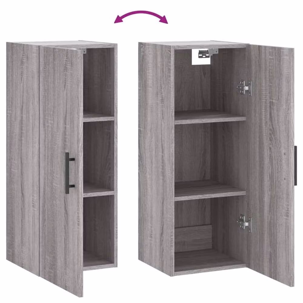 Berkfield Home Wall Mounted Cabinet in Grey Sonoma, W/D/H: 34.5 x 34 x 90 cm – 3