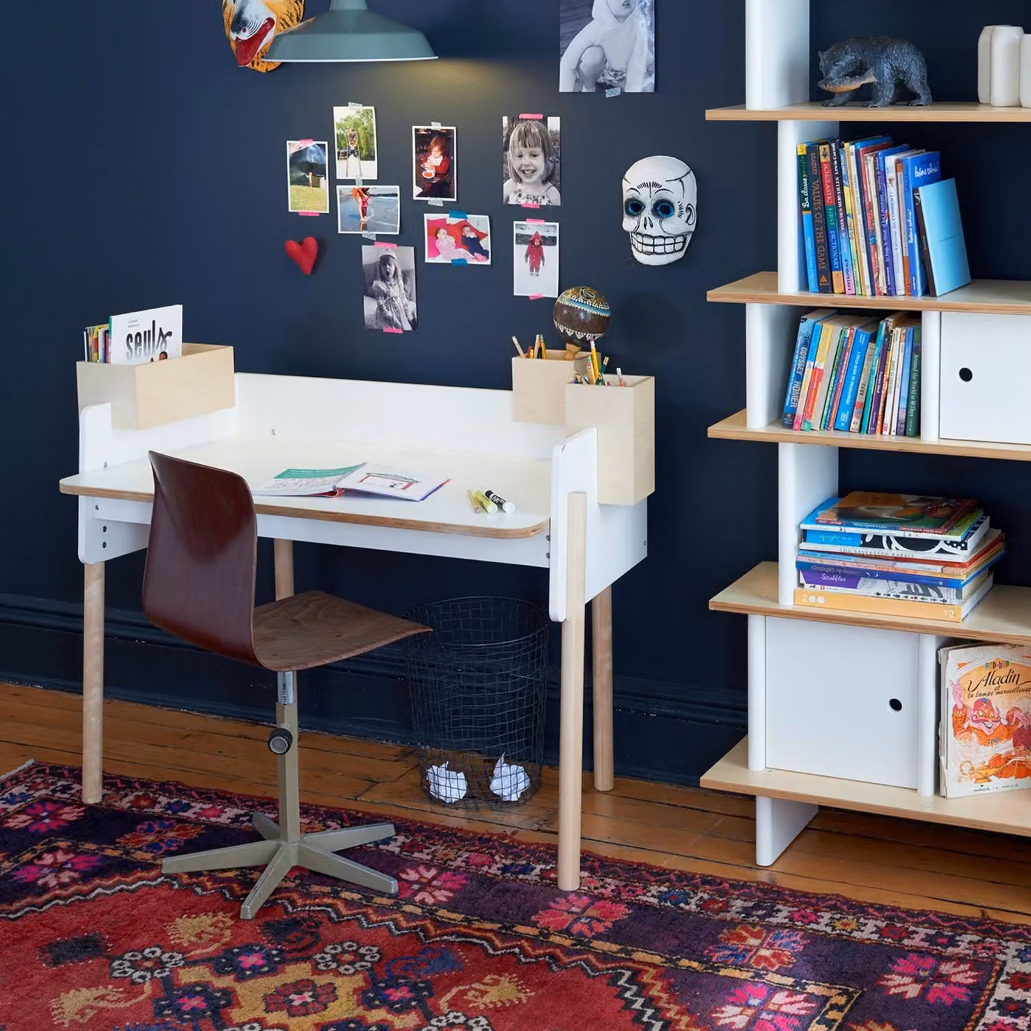 Oeuf NYC Brooklyn Height Adjustable Desk in White and Birch, W: 110 cm, D: 63.5 cm, H: 63.5-81 cm – 5
