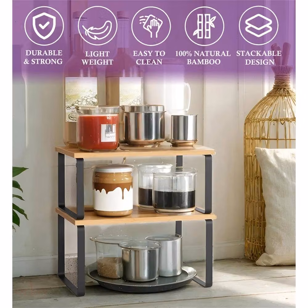 Nordara 2-Tier Bamboo Spice Rack Set in Brown – 3