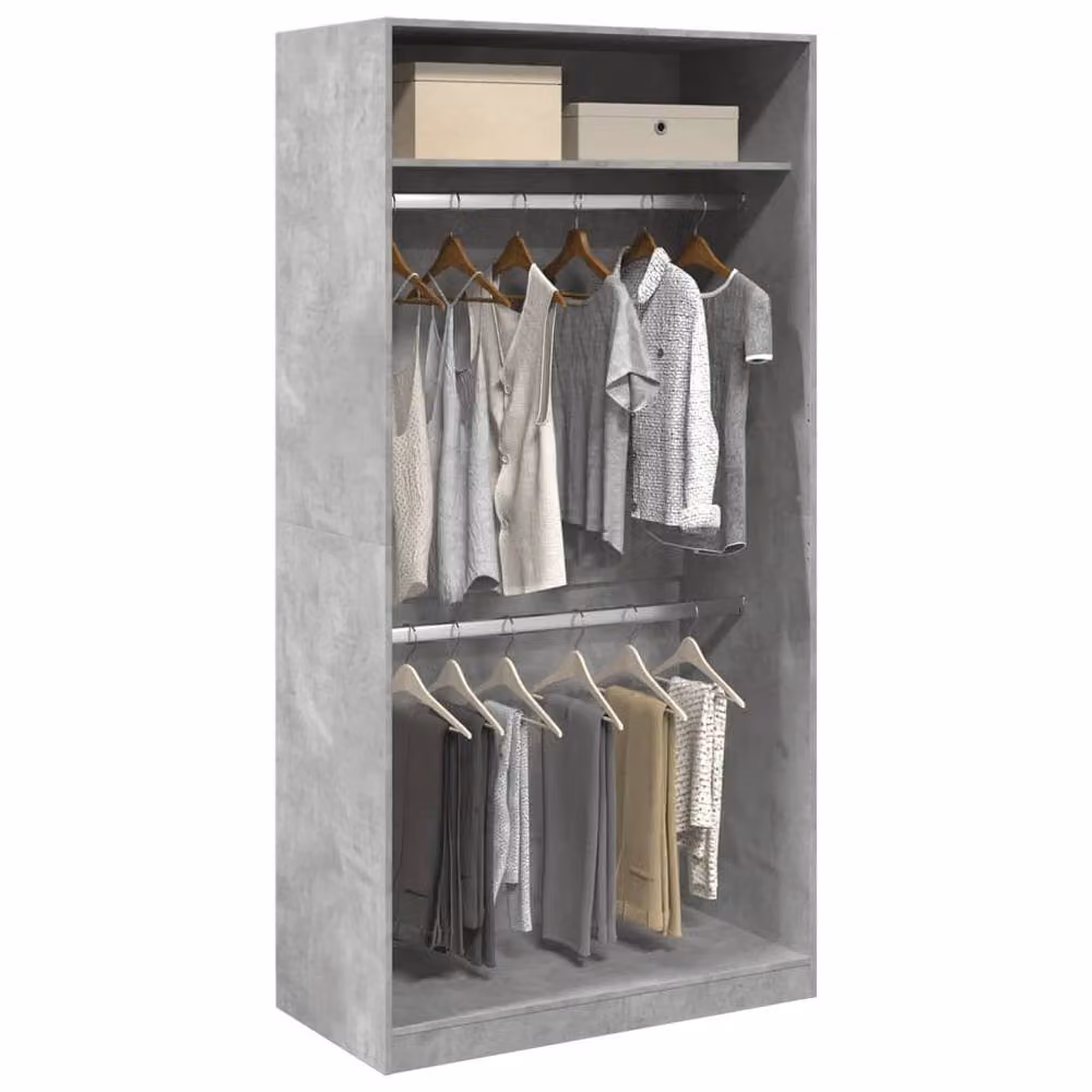 Berkfield Home Minimalist Wardrobe in Concrete Grey, W/D/H: 100 x 50 x 200 cm – 2