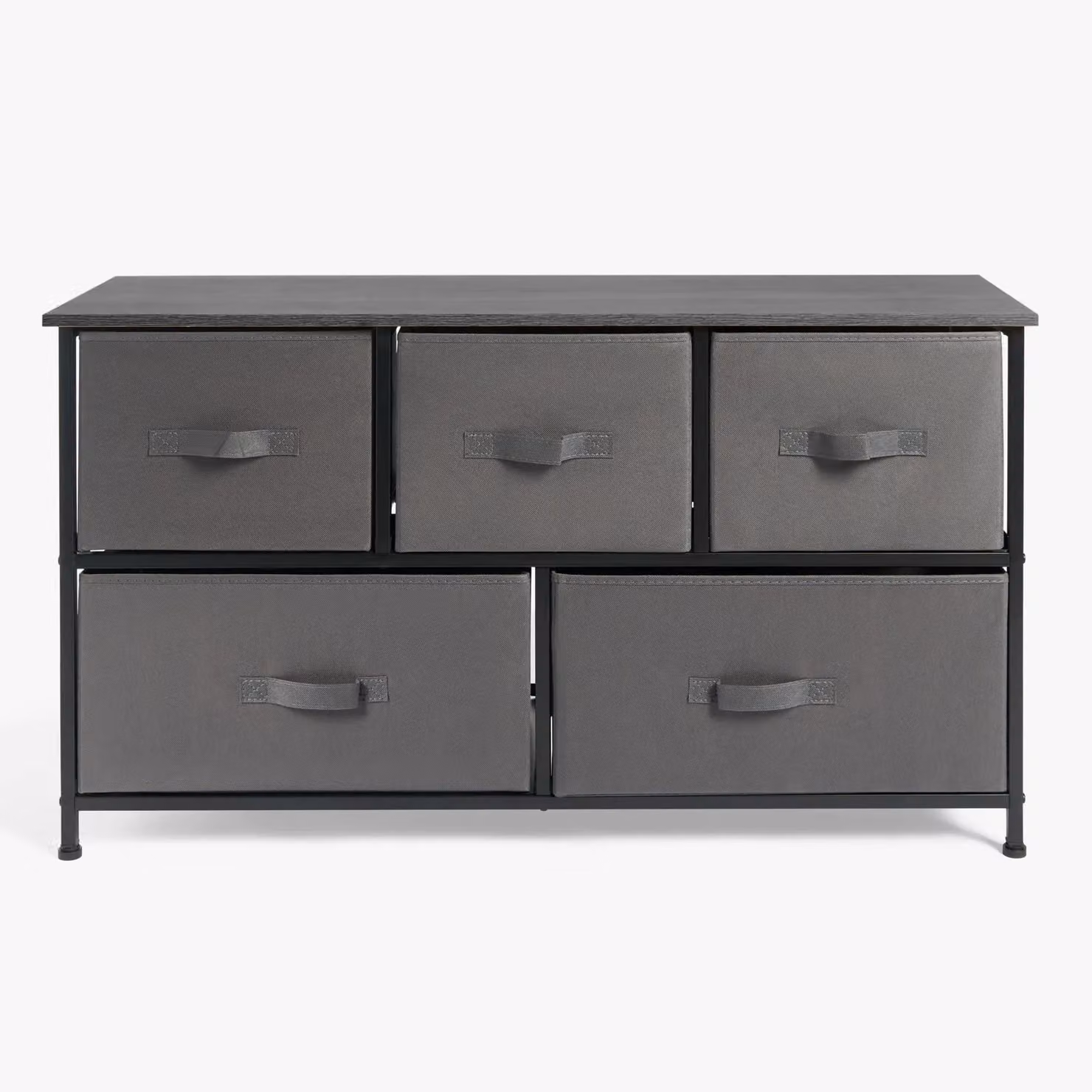 OHS Brooklyn Grey Fabric 5-Drawer Chest Organiser Storage – 2