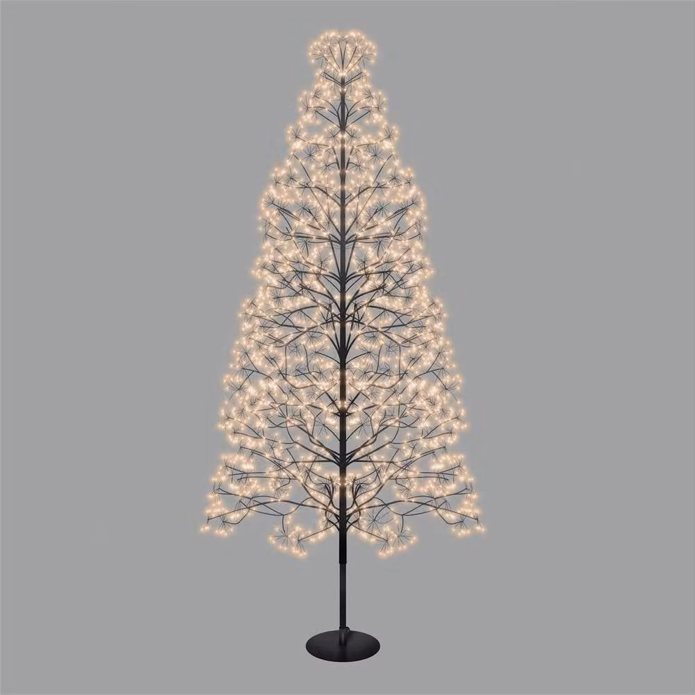Pegdev Pre-Lit Christmas Tree with Copper Gold Micro LEDs, Black Frame, Indoor and Outdoor Use, Height: 180 cm – 2