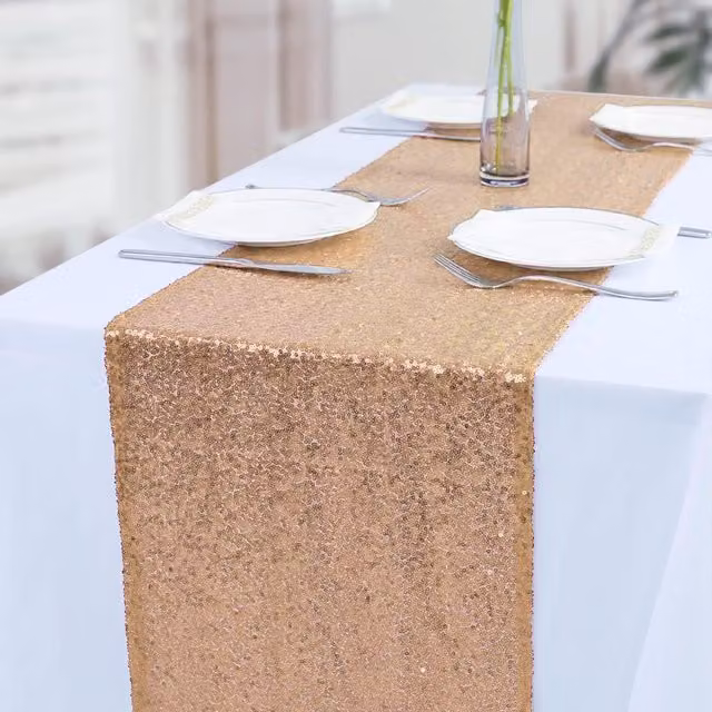 Trimming Shop Rose Gold Glitter Sequin Table Runner