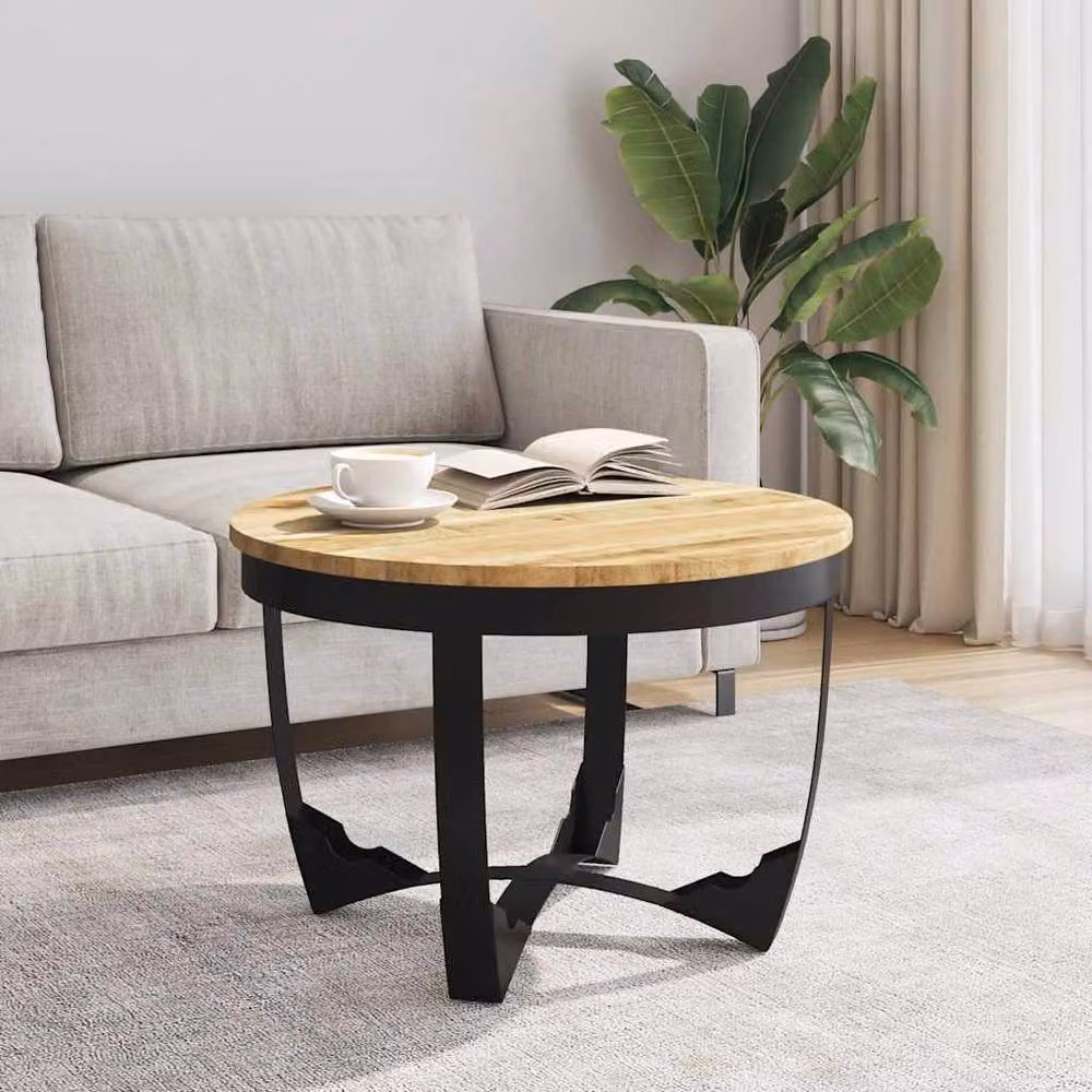 Berkfield Home Solid Rough Mango Wood Coffee Table in Brown W/D/H: 60 x 40 cm – 3