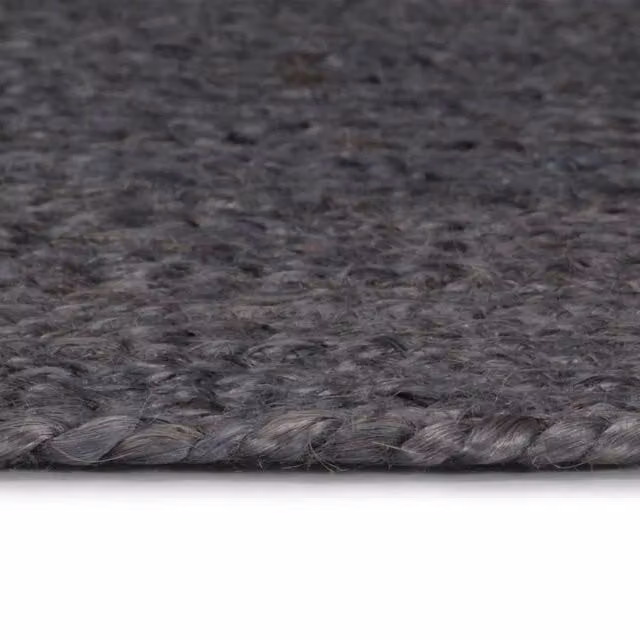 Berkfield Home Handmade Braided Jute Round Rug in Dark Grey, Diameter: 90 cm – 1
