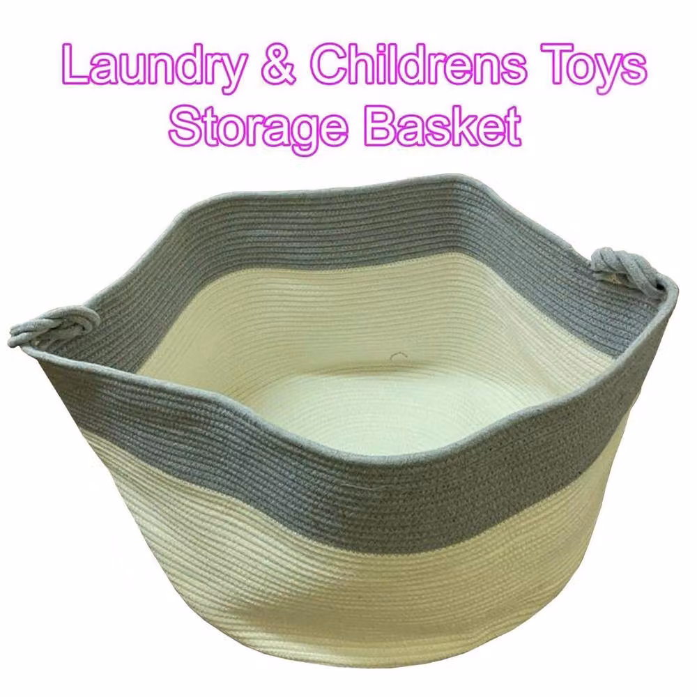 SPETLEK Collapsible Cotton Fabric Laundry Basket for Blankets and Toys in White – 2