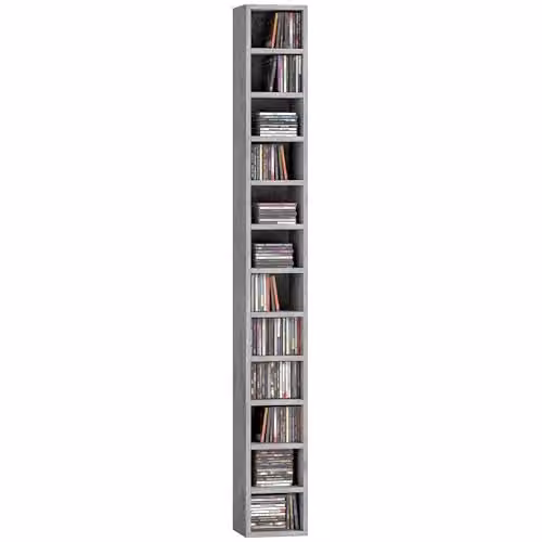 HOMCOM 204 Corner CD Storage Tower with 12 Tiers, Grey, H 175 x W 21 x D 20 cm – 1