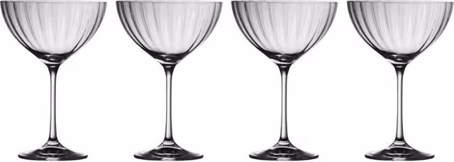 Galway Crystal Erne Champagne Flute Saucer Set of 4 in Clear Crystal Glass