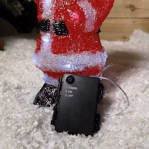 Samuel ALEXANDER LED Light Up Acrylic Christmas Santa Tabletop Decoration, Red and White, Height: 28 cm – 3
