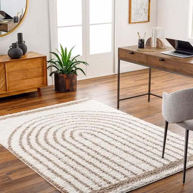 Livabliss Birmingham Shaggy Plush Pile Living Room Rug in Tan, W: 160 cm, D: 215 cm – 1