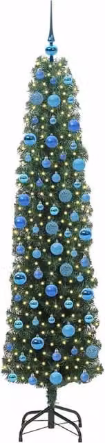 Berkfield Home Artificial Christmas Tree with 300 LEDs and Stand, Green, H 180 cm x W 48 cm x D 48 cm