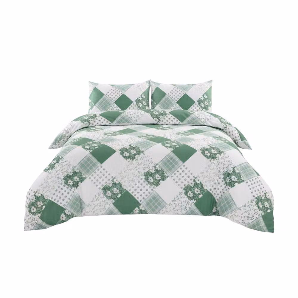 Home Sweet Home UK Fernleigh Floral Design Polycotton Duvet Cover and Pillowcase Set in Green, W/D/H: 200 x 200 cm and 74 x 48 cm – 2