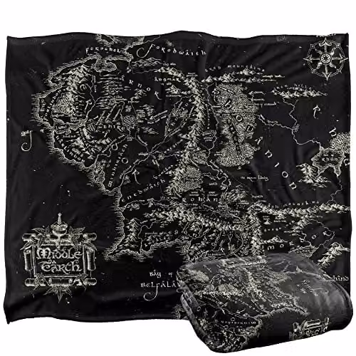 Logovision Lord of the Rings Super Soft Fleece Throw Blanket, W/D/H: 152 x 127 cm, Black and Multicolour – 1