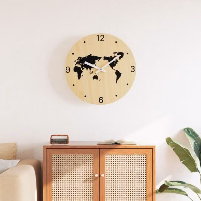 Berkfield Home Round Abstract Wall Clock in Yellow and Black, Diameter: 30 cm – 1