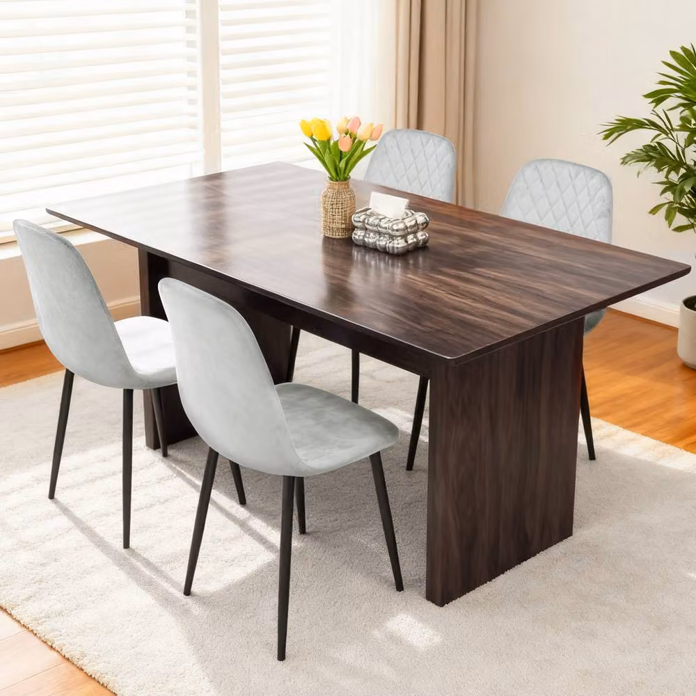 Alivio Set of 4 Grey Velvet Dining Chairs with Metal Legs – 2