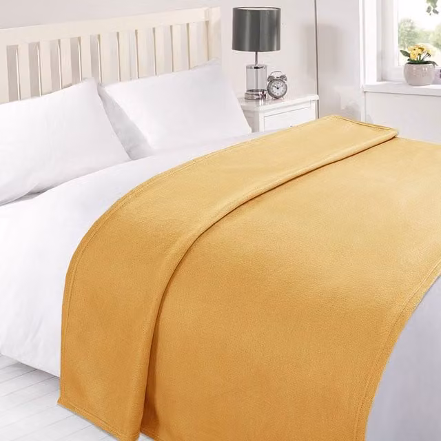 Dreamscene Plain Yellow Fleece Throw Blanket, Width: 150 cm