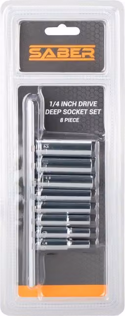 Saber 8 Piece Deep Socket Set in Silver