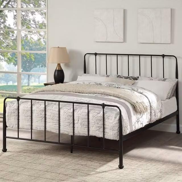 SlumberWorx Black Metal Industrial Bed Frame, W/D/H: 180 x 200 cm