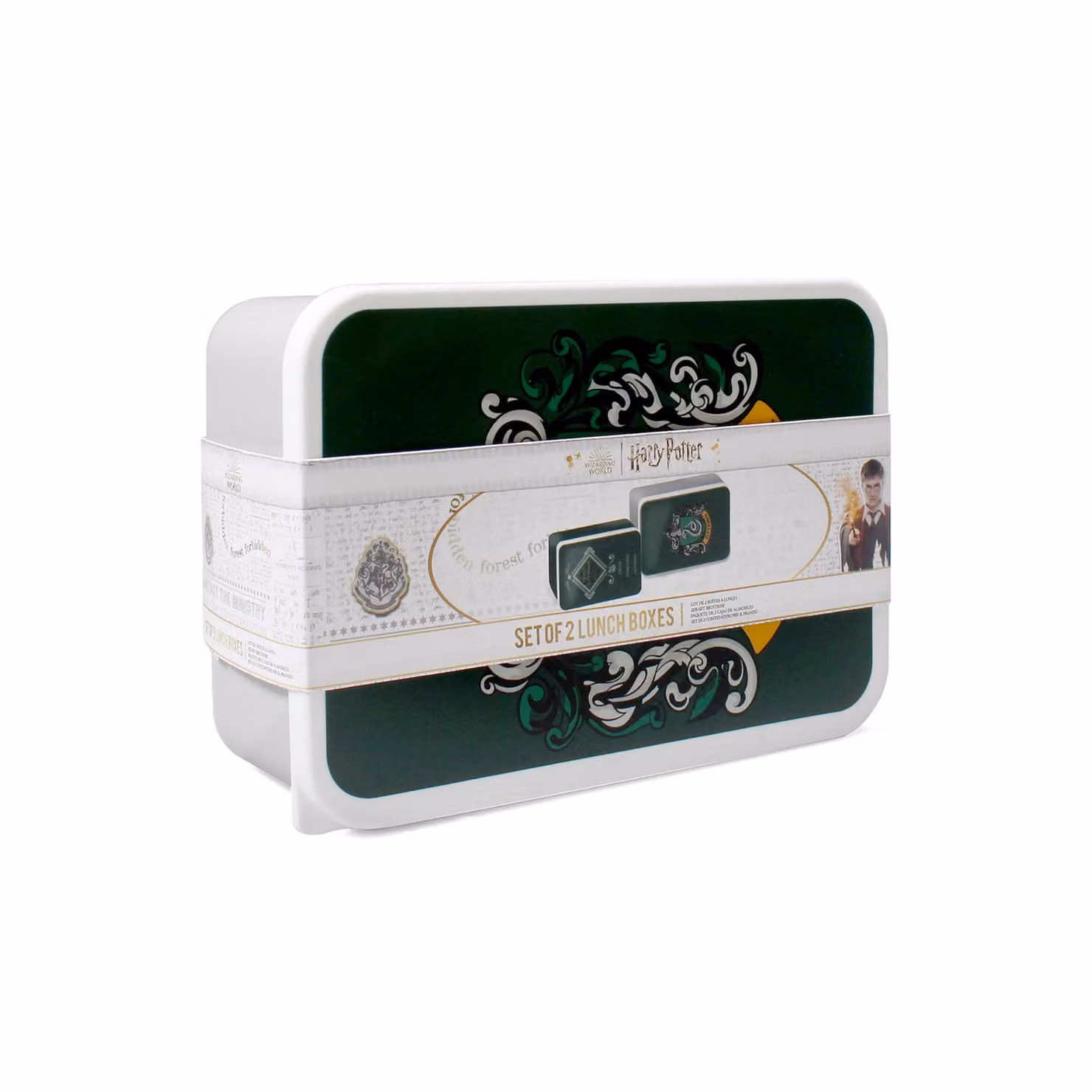 Half Moon Bay Harry Potter Slytherin Set of 2 Stackable Bento Lunch Boxes in Green and Multicolour – 2