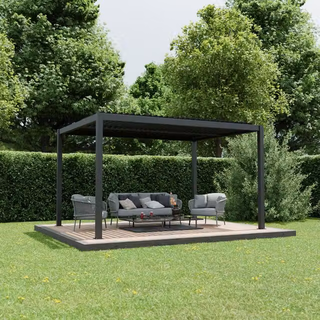 Agadon Motorised Aluminium Pergola with LED in Anthracite Grey