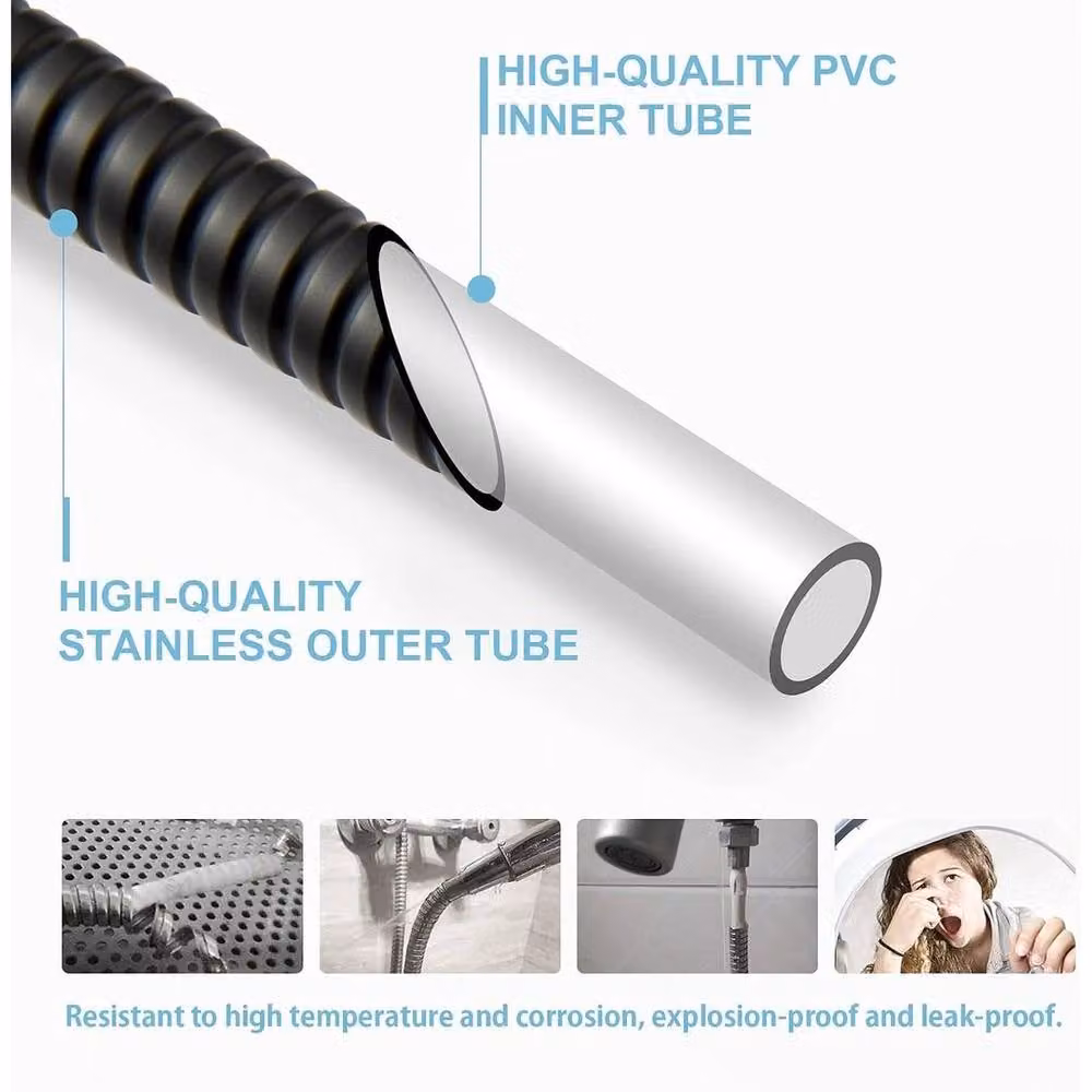 Pawnora Matt Black Stainless Steel Shower Hose, 1.5m – 3